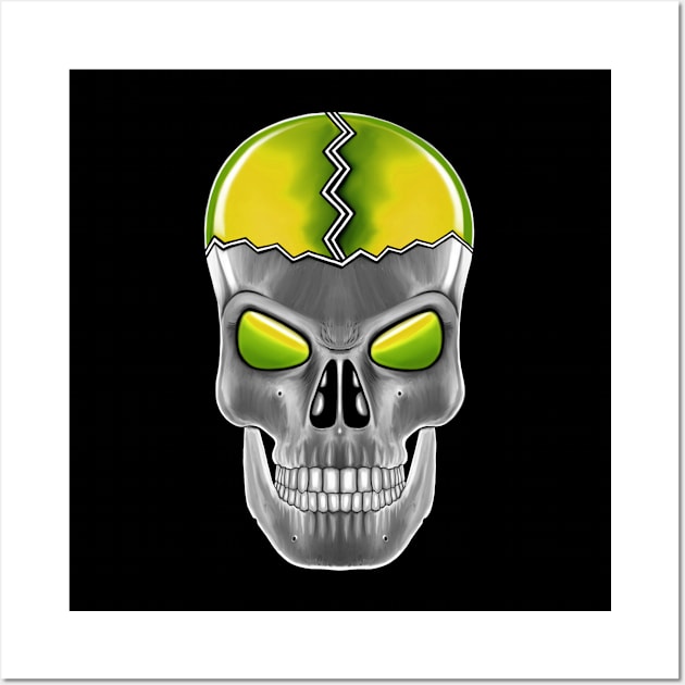 Yellow green skull with transparent background Wall Art by Costa Clinic